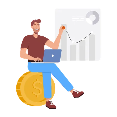 Mitarbeiter diskutieren Finanzmanagement  Illustration