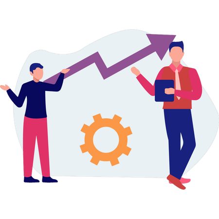 Mitarbeiter diskutieren über Unternehmenswachstum  Illustration