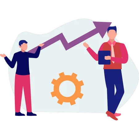 Mitarbeiter diskutieren über Unternehmenswachstum  Illustration