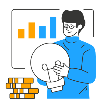 Mitarbeiter diskutiert kreative Idee  Illustration