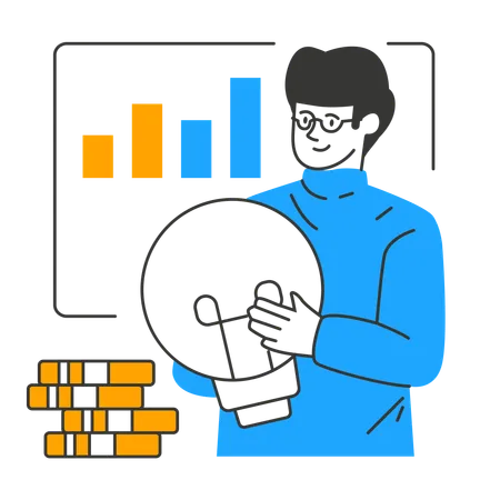 Mitarbeiter diskutiert kreative Idee  Illustration