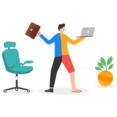 Mitarbeiter entscheiden sich für die Fernarbeit  Illustration