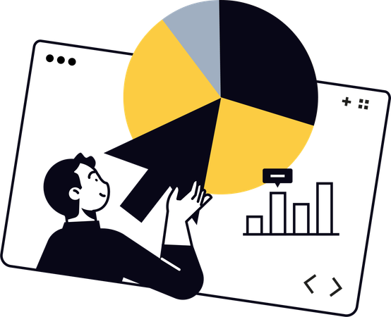 Mitarbeiter erklärt Kreisdiagramm  Illustration