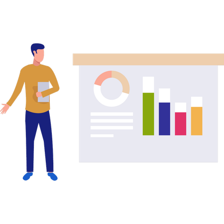 Mitarbeiter erklärt Unternehmensforschung  Illustration