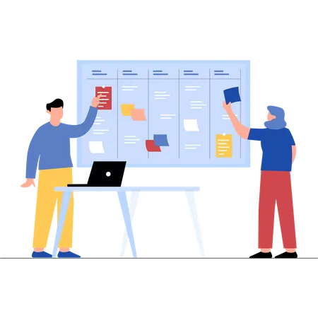 Mitarbeiter bei der Arbeitsplanung  Illustration