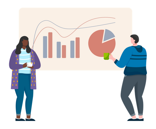 Mitarbeiter, der einen Business-Analytics-Bericht erstellt  Illustration