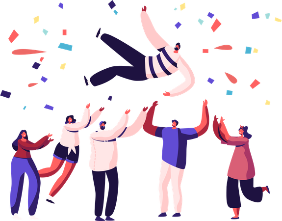Mitarbeiter feiern Erfolge  Illustration