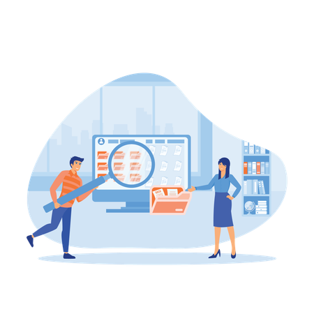Mitarbeiter finden Office-Dateien aus Verzeichnis  Illustration