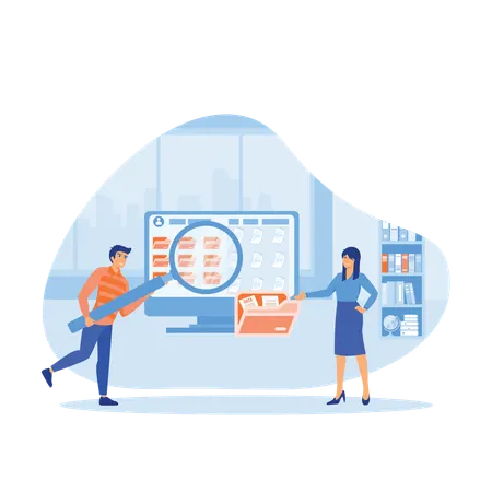 Mitarbeiter finden Office-Dateien aus Verzeichnis  Illustration