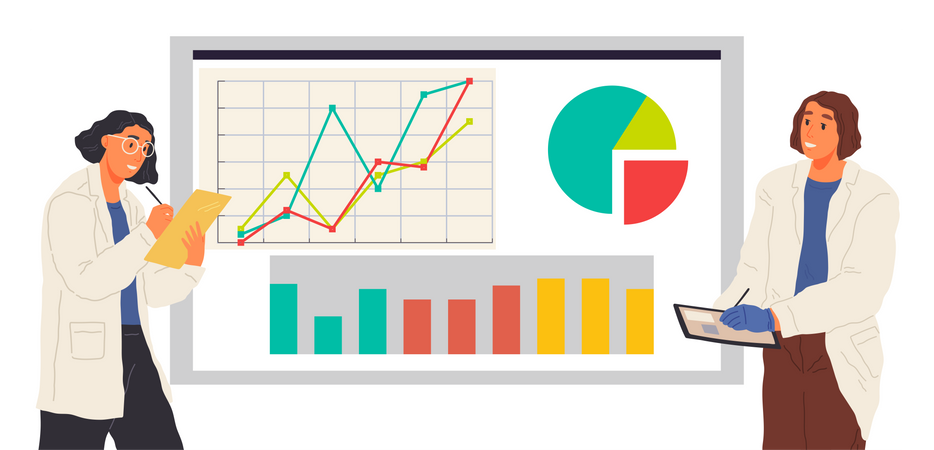 Mitarbeiter, die Datenanalyse durchführen  Illustration