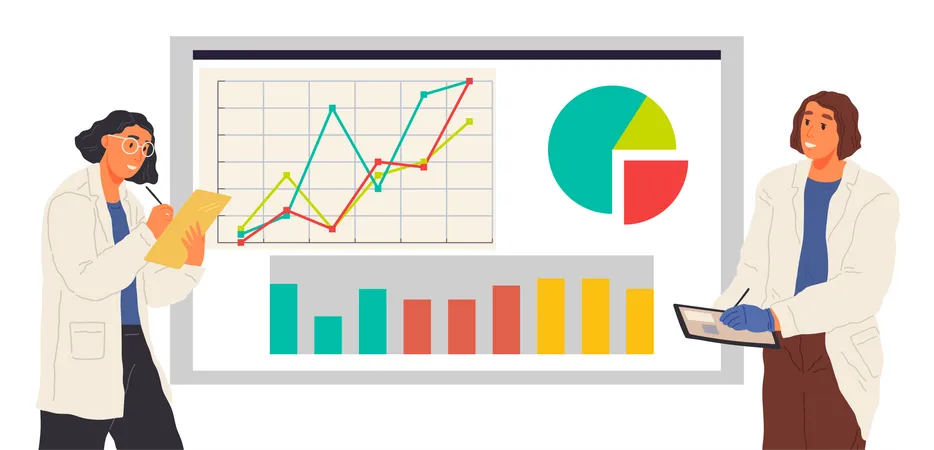 Mitarbeiter, die Datenanalyse durchführen  Illustration