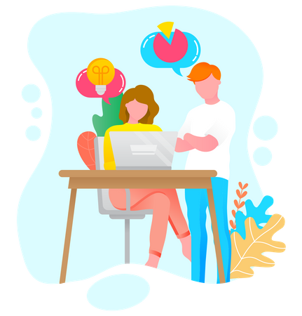 Mitarbeiter führen gemeinsam Analysen durch  Illustration