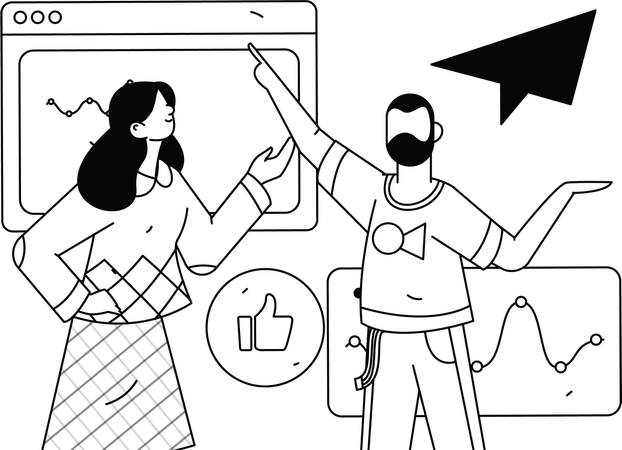 Mitarbeiter bei der Online-Datenanalyse  Illustration