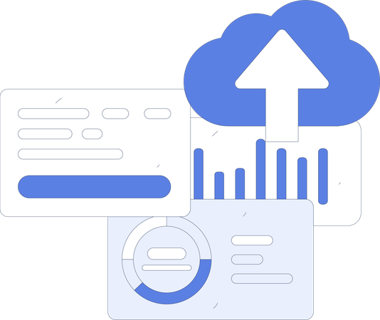 Mitarbeiter beim Cloud-Upload  Illustration