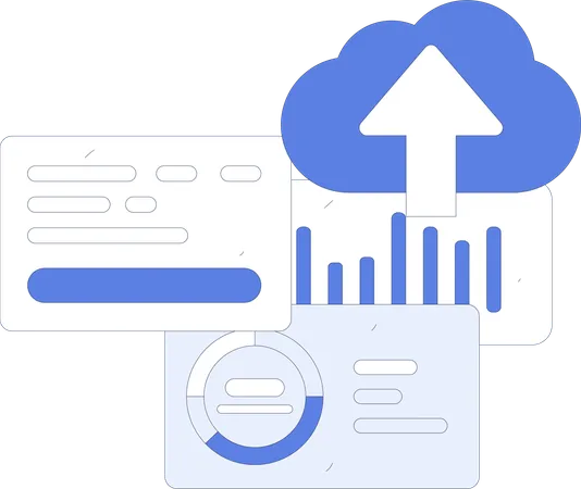 Mitarbeiter beim Cloud-Upload  Illustration