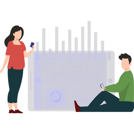 Mitarbeiter bei der Datenanalyse  Illustration