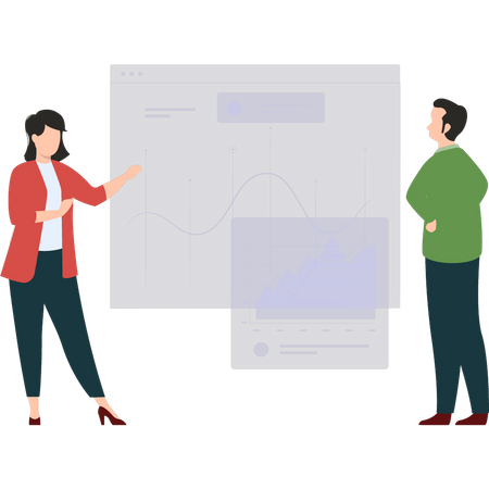 Mitarbeiter bei der Diagrammanalyse  Illustration