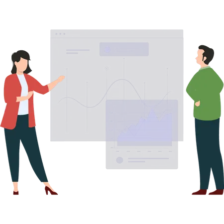 Mitarbeiter bei der Diagrammanalyse  Illustration