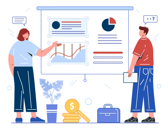 Mitarbeiter halten Präsentation  Illustration