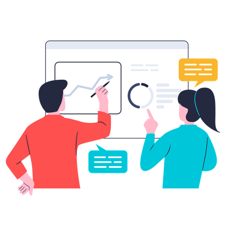 Mitarbeiter gemeinsam in Besprechung anwesend  Illustration