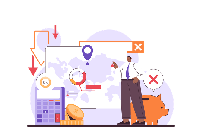 Mitarbeiter in finanzieller Krise  Illustration