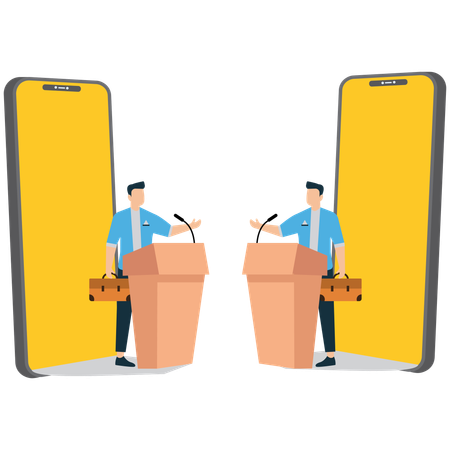 Mitarbeiter nehmen an Webkonferenz teil  Illustration