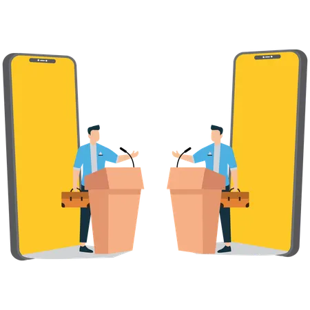 Mitarbeiter nehmen an Webkonferenz teil  Illustration