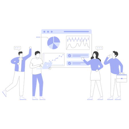 Mitarbeiter nimmt an Geschäftspräsentation teil  Illustration