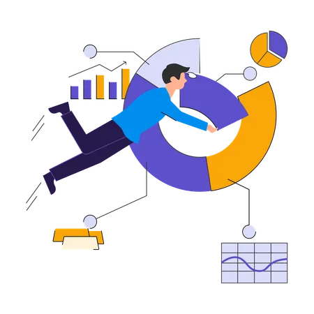 Mitarbeiter präsentiert Geschäftsanalyse  Illustration