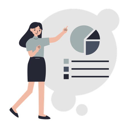 Mitarbeiter präsentiert Datenanalyse  Illustration