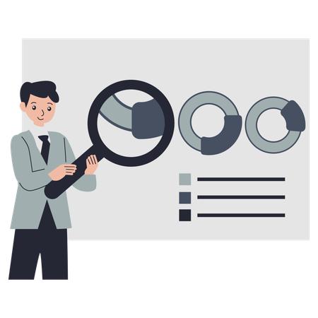 Mitarbeiter präsentiert Datendiagramm  Illustration