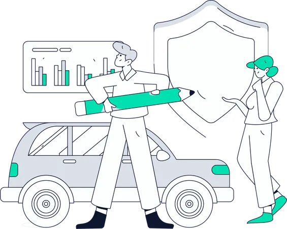 Mitarbeiter schließt neue Autoversicherung ab  Illustration