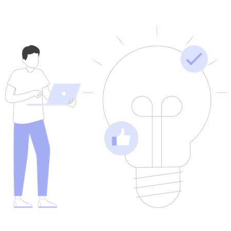 Mitarbeiter setzt kreative Idee um  Illustration