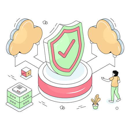 Mitarbeiter sorgen für Cloud-Sicherheit  Illustration