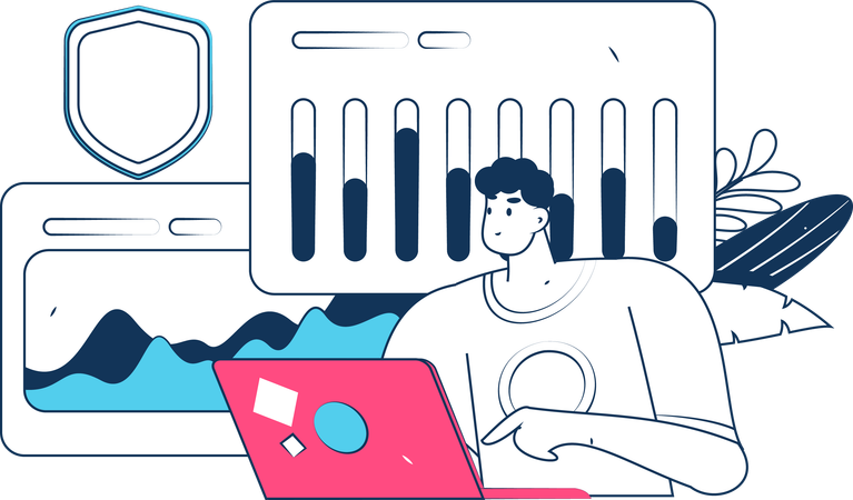 Mitarbeiter sorgt für Datensicherheitstechniken  Illustration