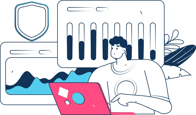 Mitarbeiter sorgt für Datensicherheitstechniken  Illustration