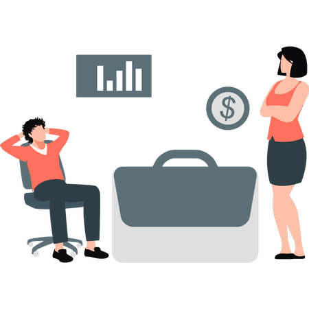 Mitarbeiter sprechen über Dollargewinn  Illustration