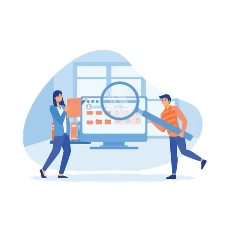 Mitarbeiter suchen und indizieren Dateidokumente  Illustration