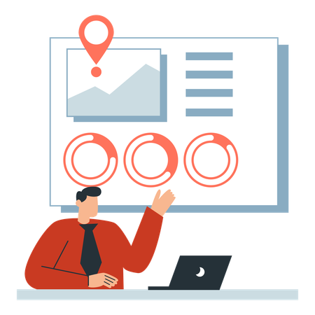 Mitarbeiter tauchen in die Social Media-Analyse ein  Illustration