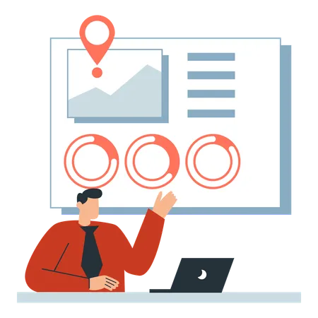 Mitarbeiter tauchen in die Social Media-Analyse ein  Illustration