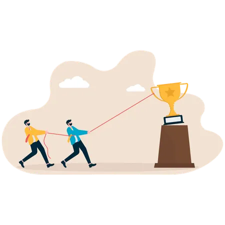Mitarbeiterteam arbeitet hart, um Ziel zu erreichen  Illustration