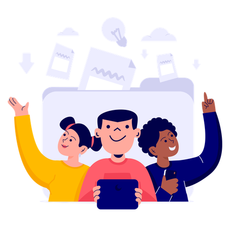 Mitarbeiter teilen ihre Arbeitsdokumente  Illustration