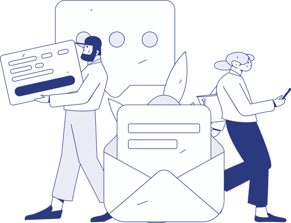 Mitarbeiter versuchen, Herausforderungen aus der Online-Bewerbung zu lösen  Illustration