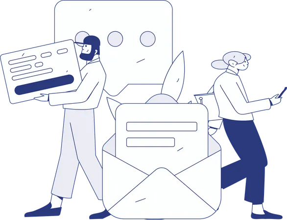 Mitarbeiter versuchen, Herausforderungen aus der Online-Bewerbung zu lösen  Illustration