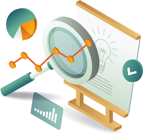 Mitarbeiter visualisiert Wachstumsdiagramm  Illustration