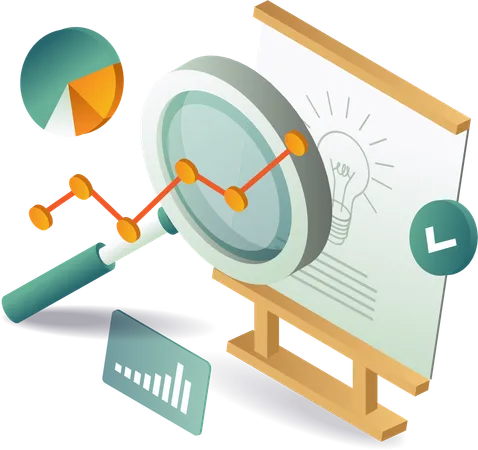 Mitarbeiter visualisiert Wachstumsdiagramm  Illustration