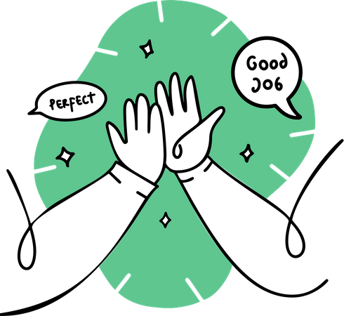 Mitarbeiter würdigen ihre Arbeit mit einem High Five  Illustration