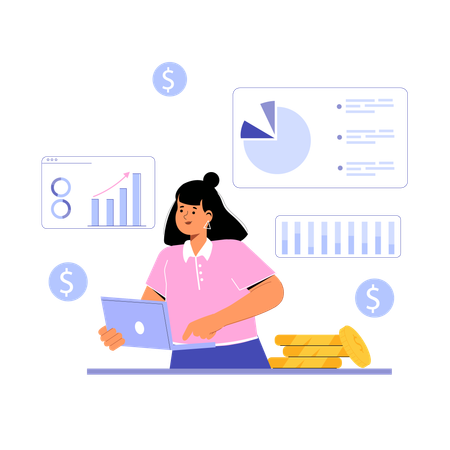 Mitarbeiter überprüft Analysebericht  Illustration