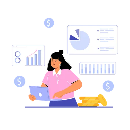 Mitarbeiter überprüft Analysebericht  Illustration