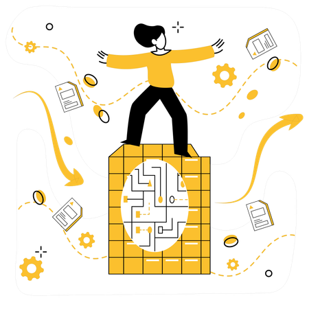 Mitarbeiterin, die an qualitativen Analysen arbeitet  Illustration